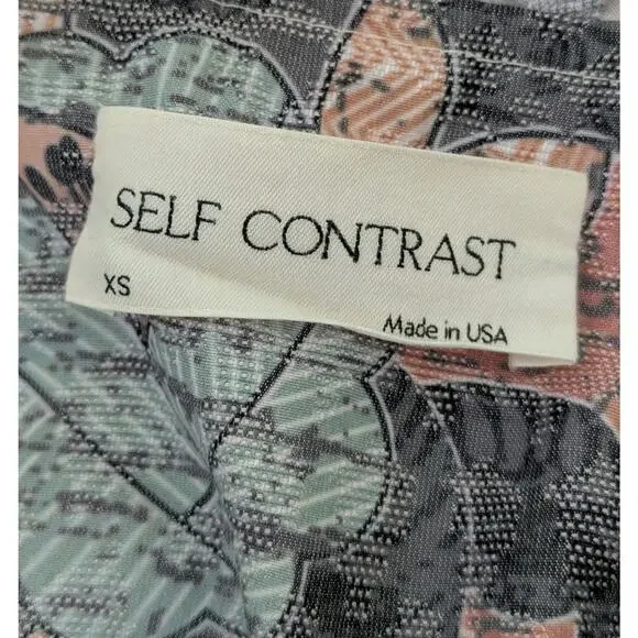 Self Contrast Corset Crop Top Ruffle Collar Balloon Sleeve Size XS Floral Boho - Picture 5 of 6